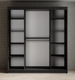 Malavi 2 - Kledingkast met schuifdeuren - Zwart - 180x62x200 cm