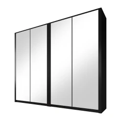Malibu - Kledingkast 4-deurs - Mat zwart - 227x53x197 cm