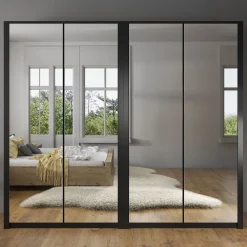 Malibu - Kledingkast 4-deurs - Mat zwart - 227x53x197 cm