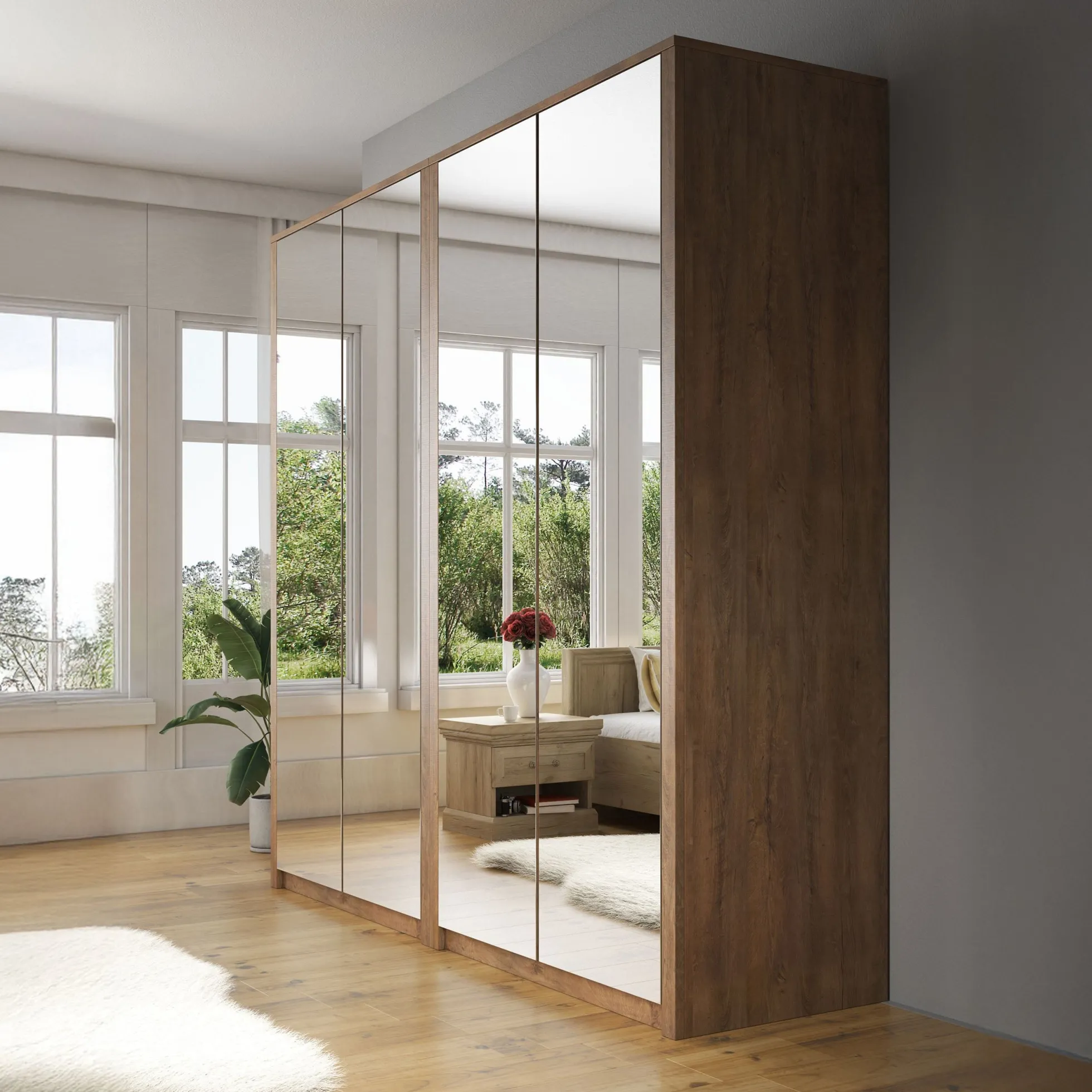 Malibu - Kledingkast 4-deurs - Eiken - 227x53x197 cm