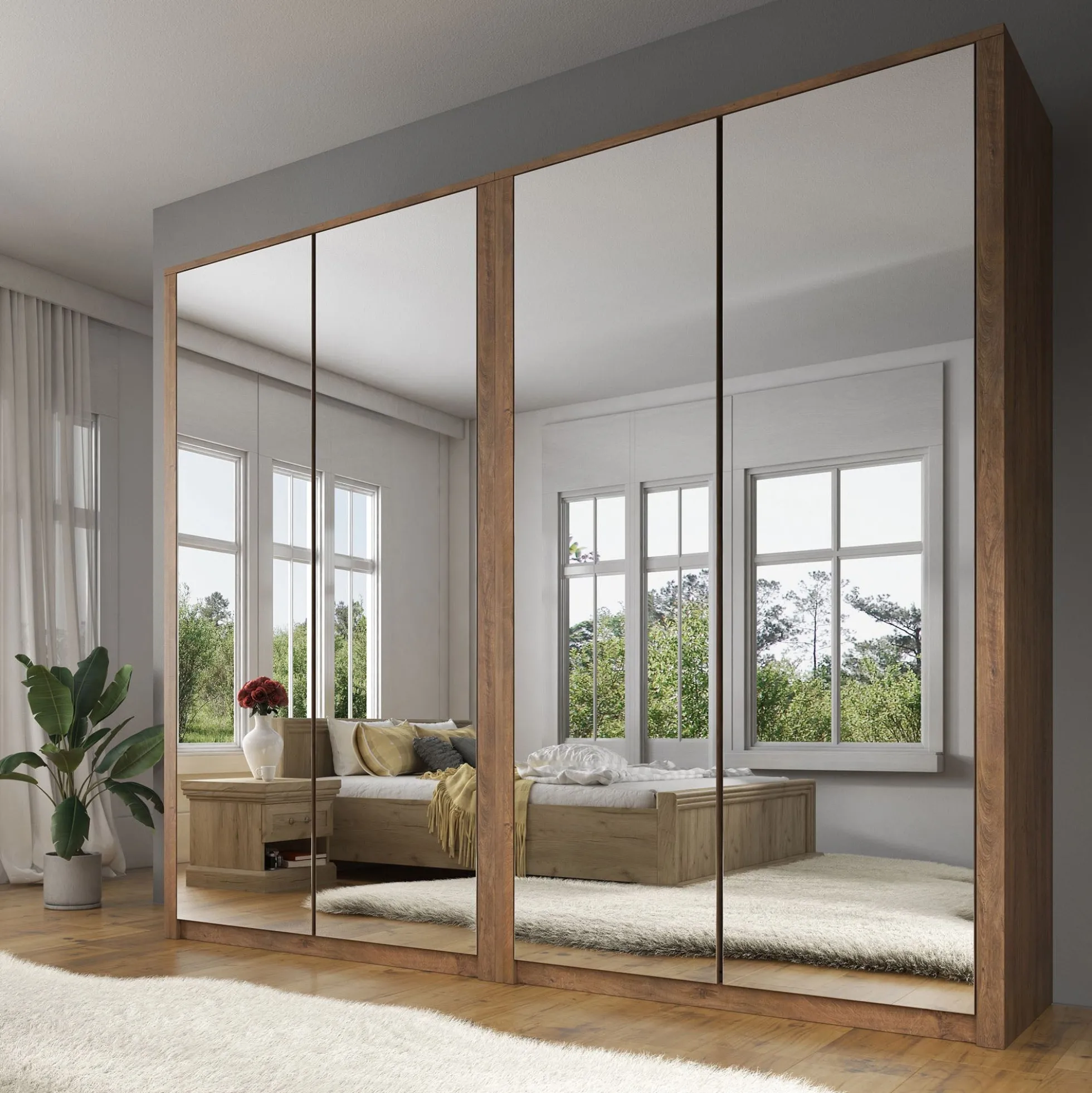 Malibu - Kledingkast 4-deurs - Eiken - 227x53x197 cm