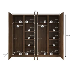 Malibu - Kledingkast 4-deurs - Eiken - 227x53x197 cm