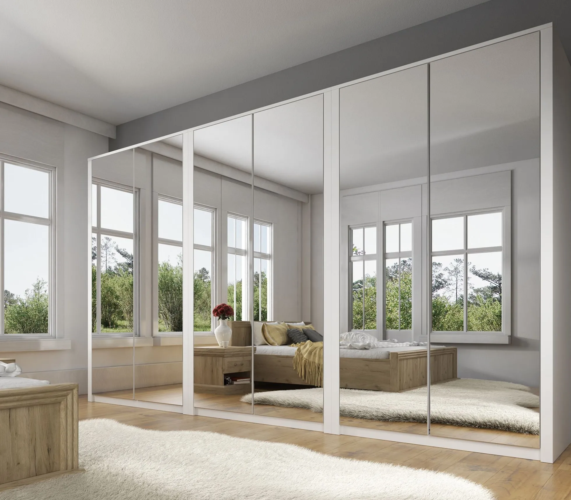 Malibu - Kledingkast 6-deurs - Wit - 340x53x197 cm