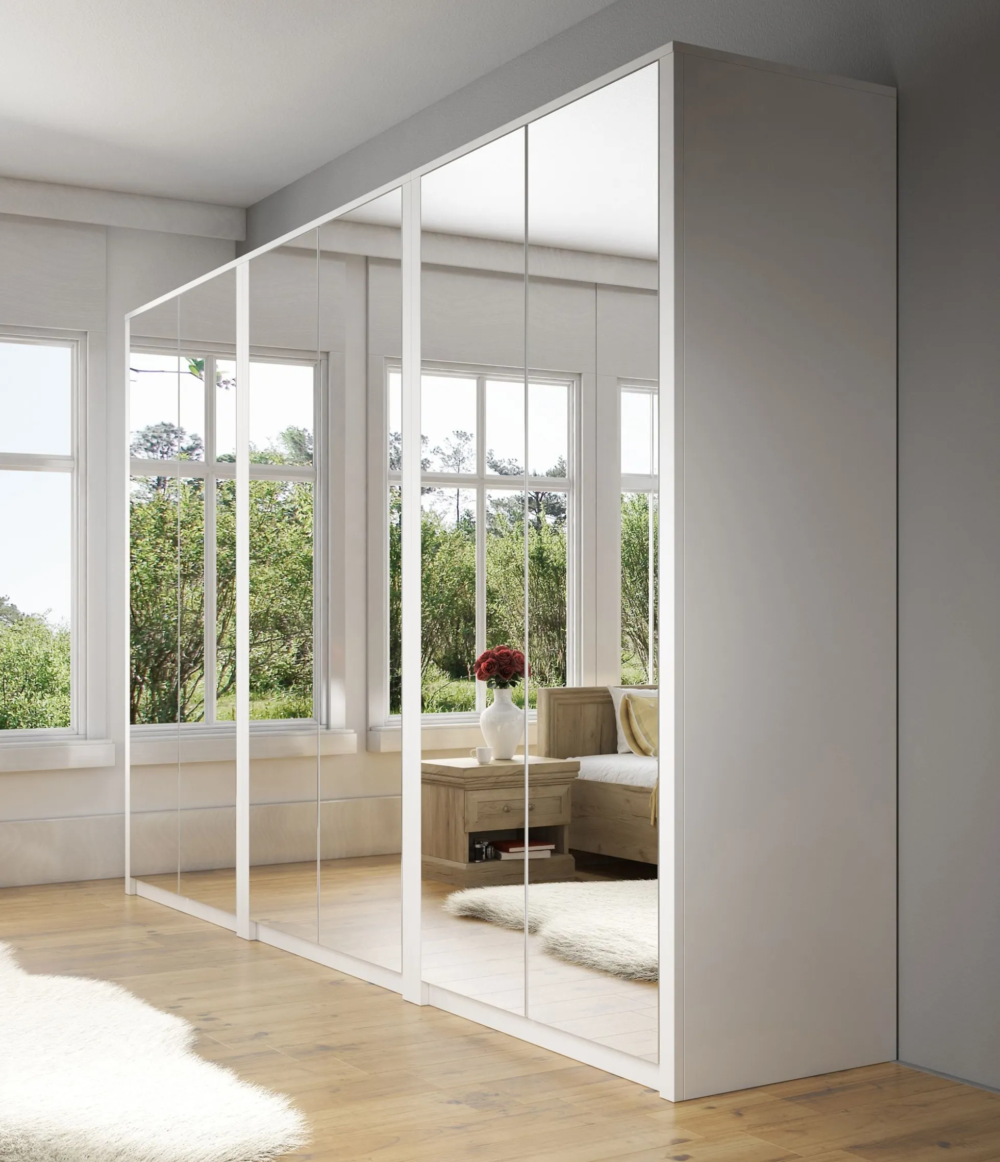 Malibu - Kledingkast 6-deurs - Wit - 340x53x197 cm