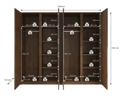 Malibu - Kledingkast 4-deurs - Wit - 227x53x197 cm
