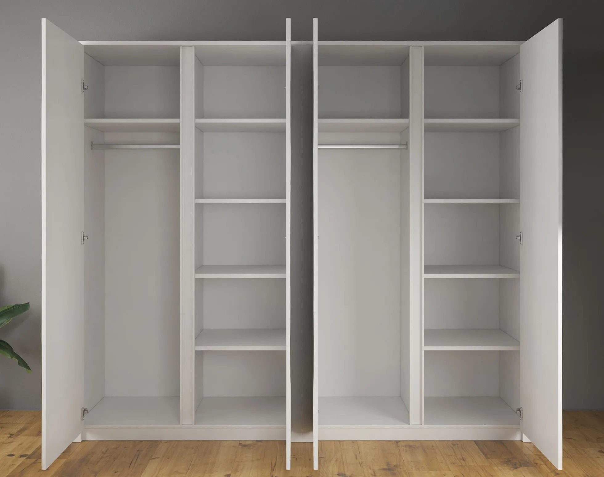 Malibu - Kledingkast 4-deurs - Wit - 227x53x197 cm