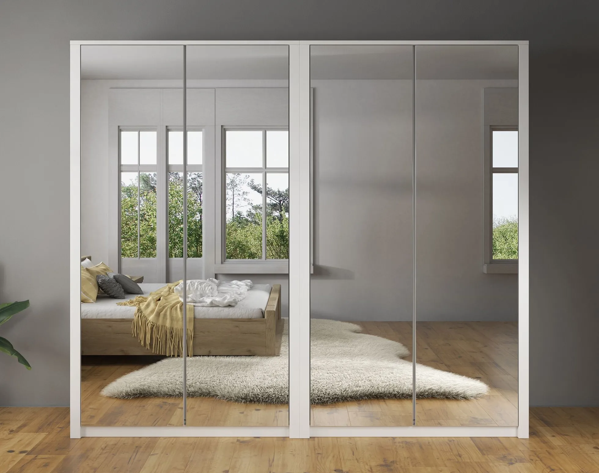 Malibu - Kledingkast 4-deurs - Wit - 227x53x197 cm