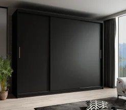 Mandalin - Kledingkast met schuifdeuren - Zwart - 250x62x200 cm