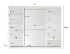 Mandalin - Kledingkast met schuifdeuren - Zwart - 250x62x200 cm