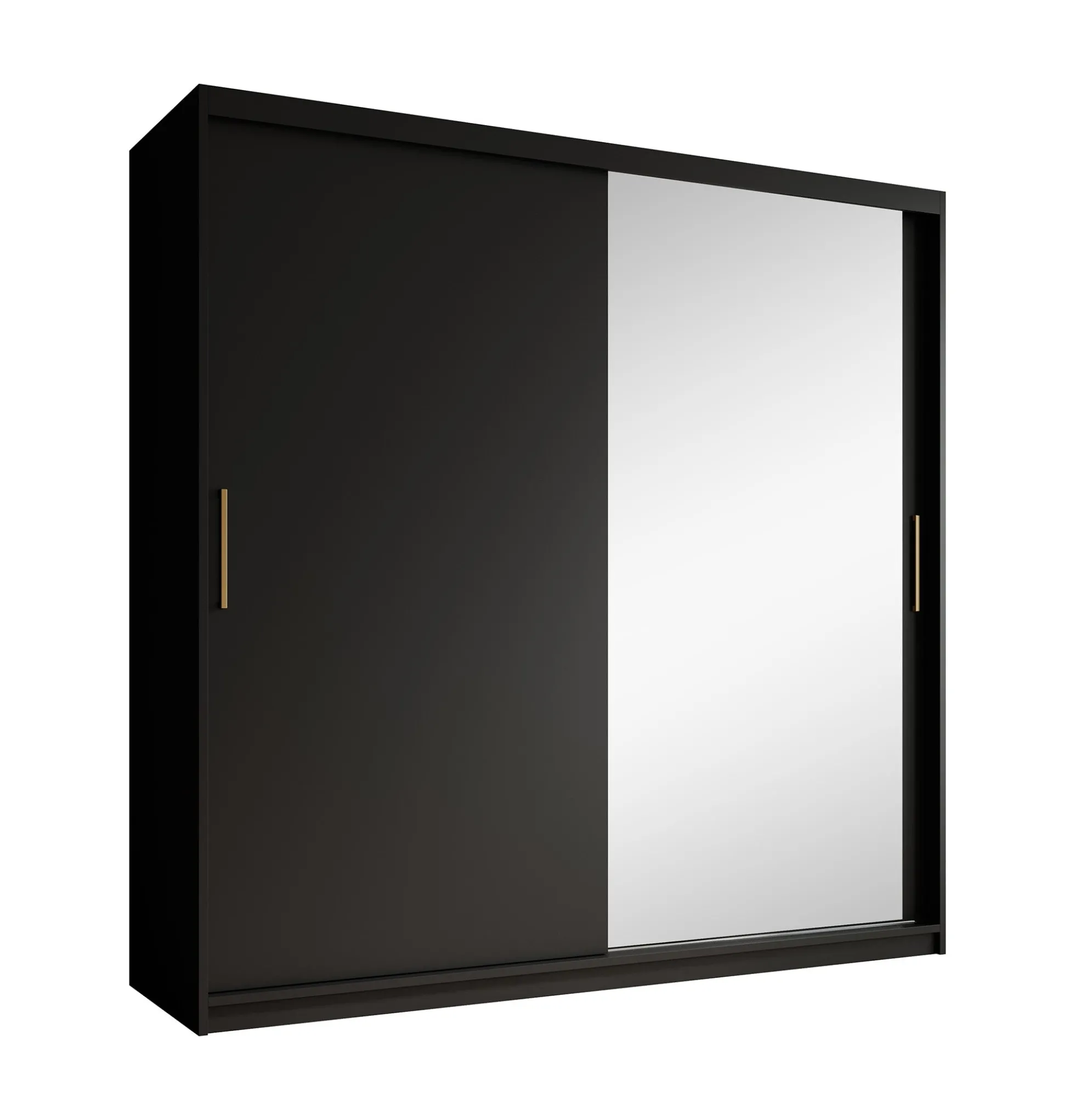 Mandalin - Kledingkast met spiegel - Zwart - 200x62x200 cm