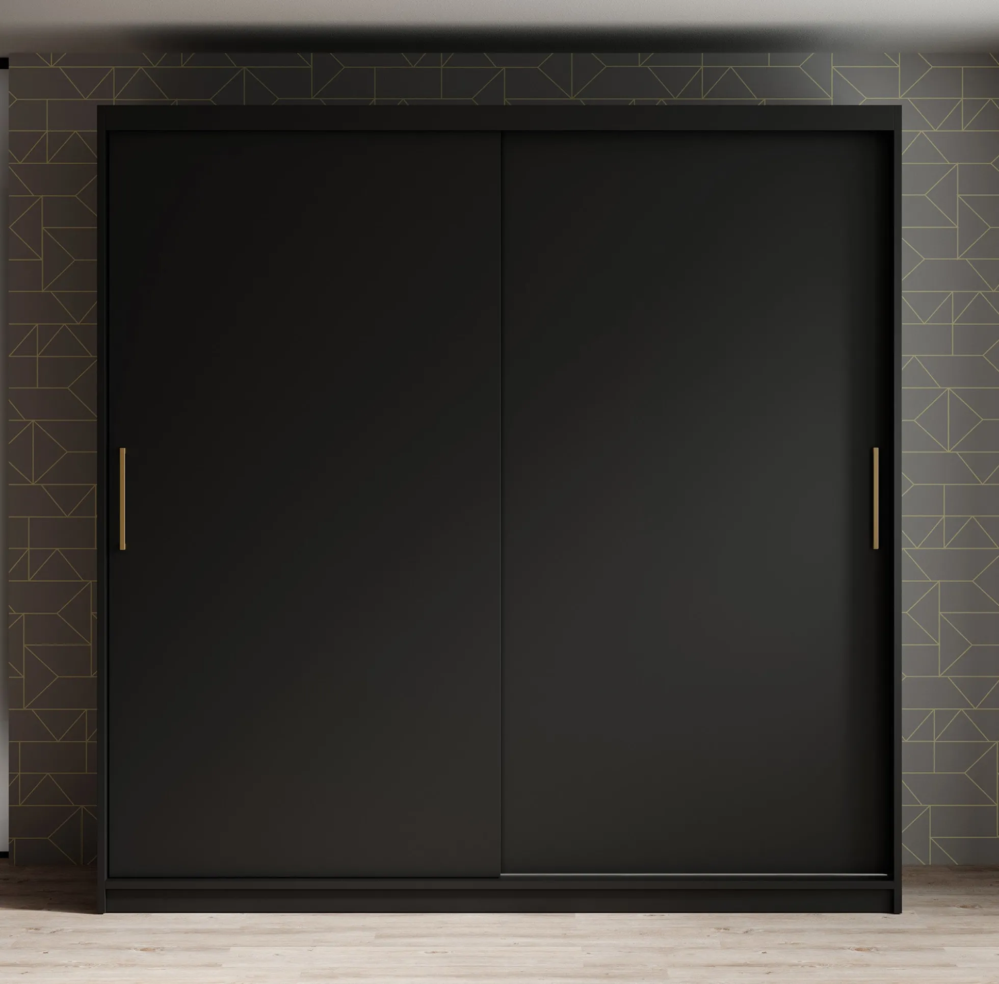 Mandalin - Kledingkast met schuifdeuren - Zwart - 200x62x200 cm