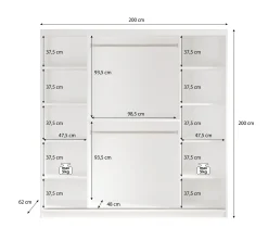 Mandalin - Kledingkast met schuifdeuren - Zwart - 200x62x200 cm