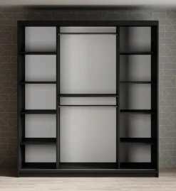 Mandalin - Kledingkast met schuifdeuren - Zwart - 180x62x200 cm