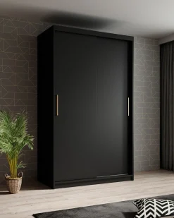 Mandalin - Kledingkast met schuifdeuren - Zwart - 120x62x200 cm