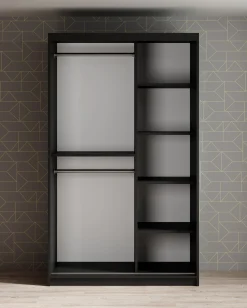 Mandalin - Kledingkast met schuifdeuren - Zwart - 120x62x200 cm