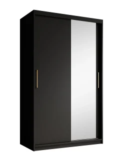 Mandalin - Kledingkast met spiegel - Zwart - 120x62x200 cm