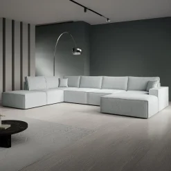 Manolo - Hoekbank 5-zits met chaise longue - Stof grijs - Rechts
