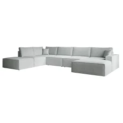 Manolo - Hoekbank 5-zits met chaise longue - Stof grijs - Rechts
