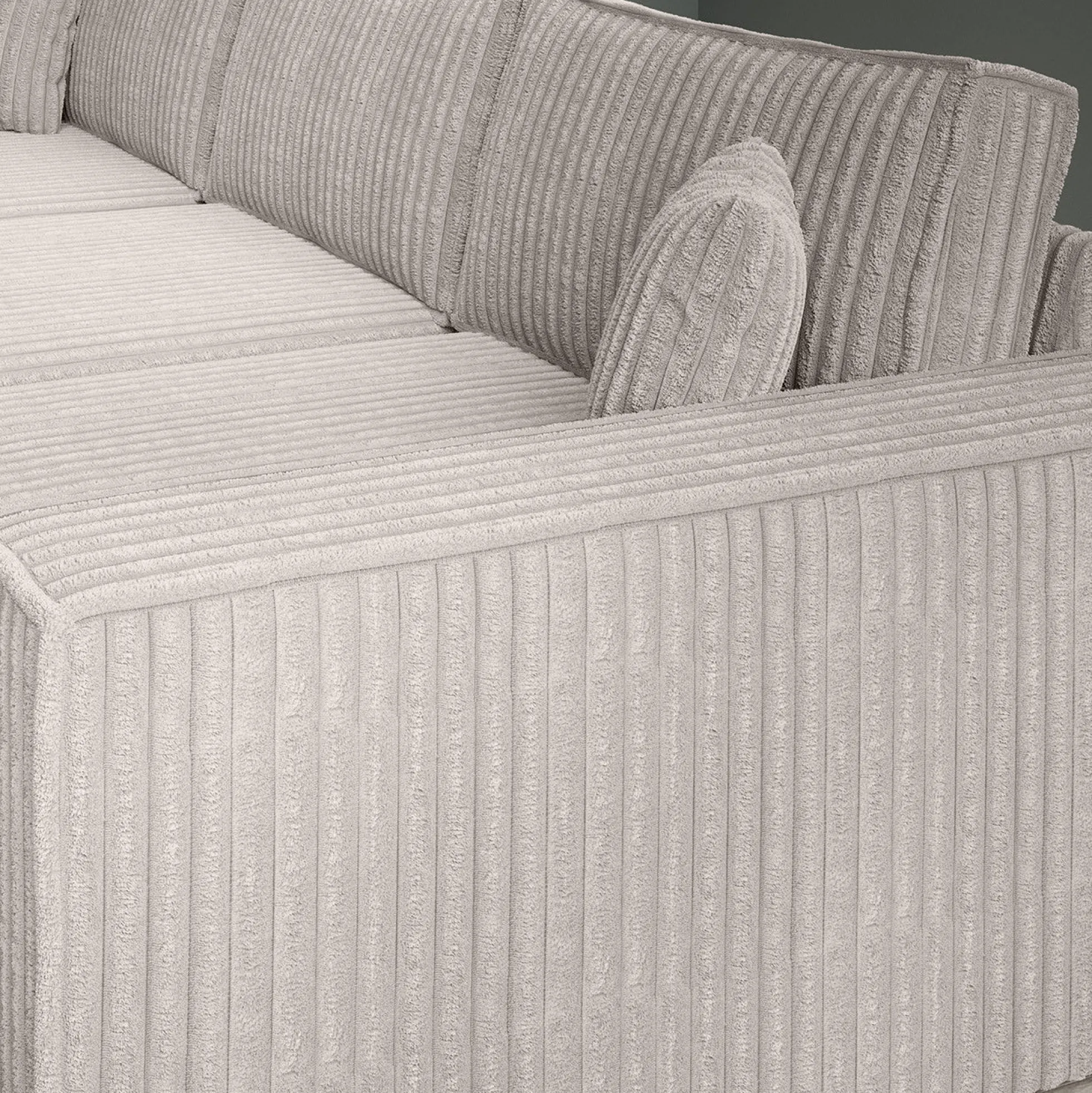Manolo - Hoekbank 3-zits met chaise longue - Ribstof beige - Links