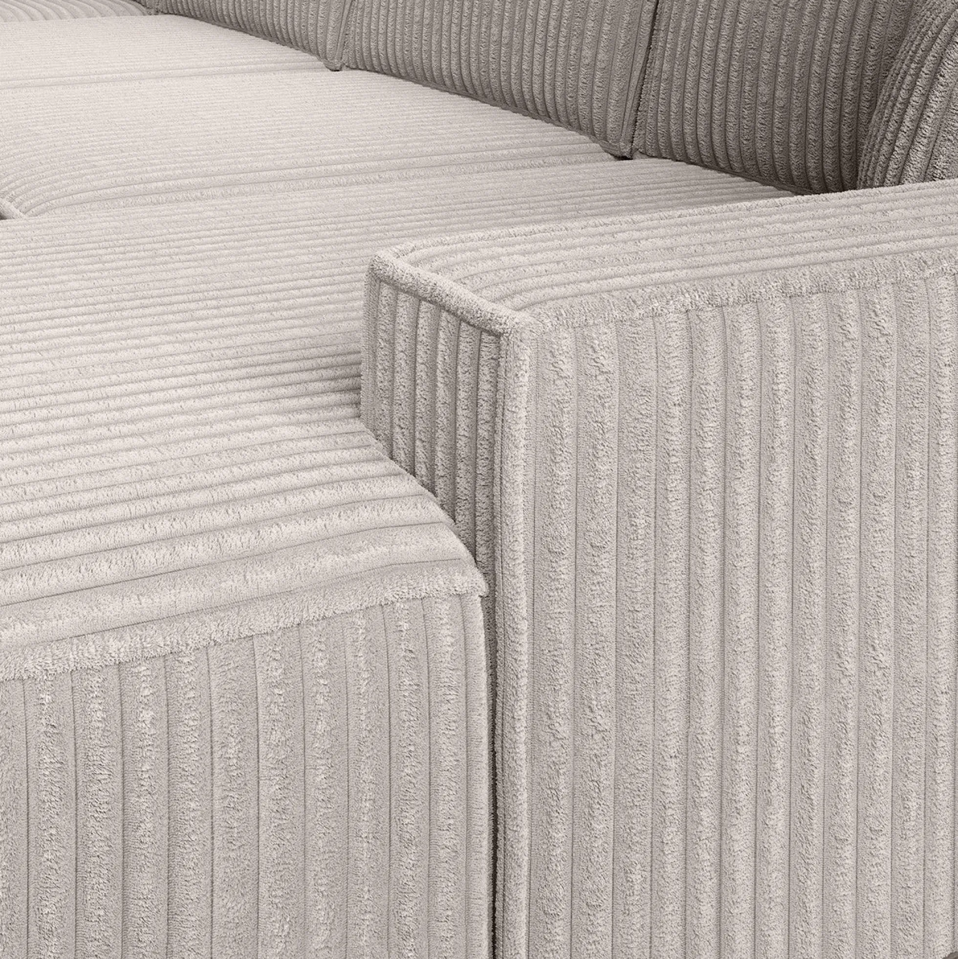 Manolo - Hoekbank 5-zits met chaise longue - Ribstof beige - Rechts