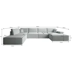 Manolo - Hoekbank 5-zits met chaise longue - Ribstof beige - Rechts