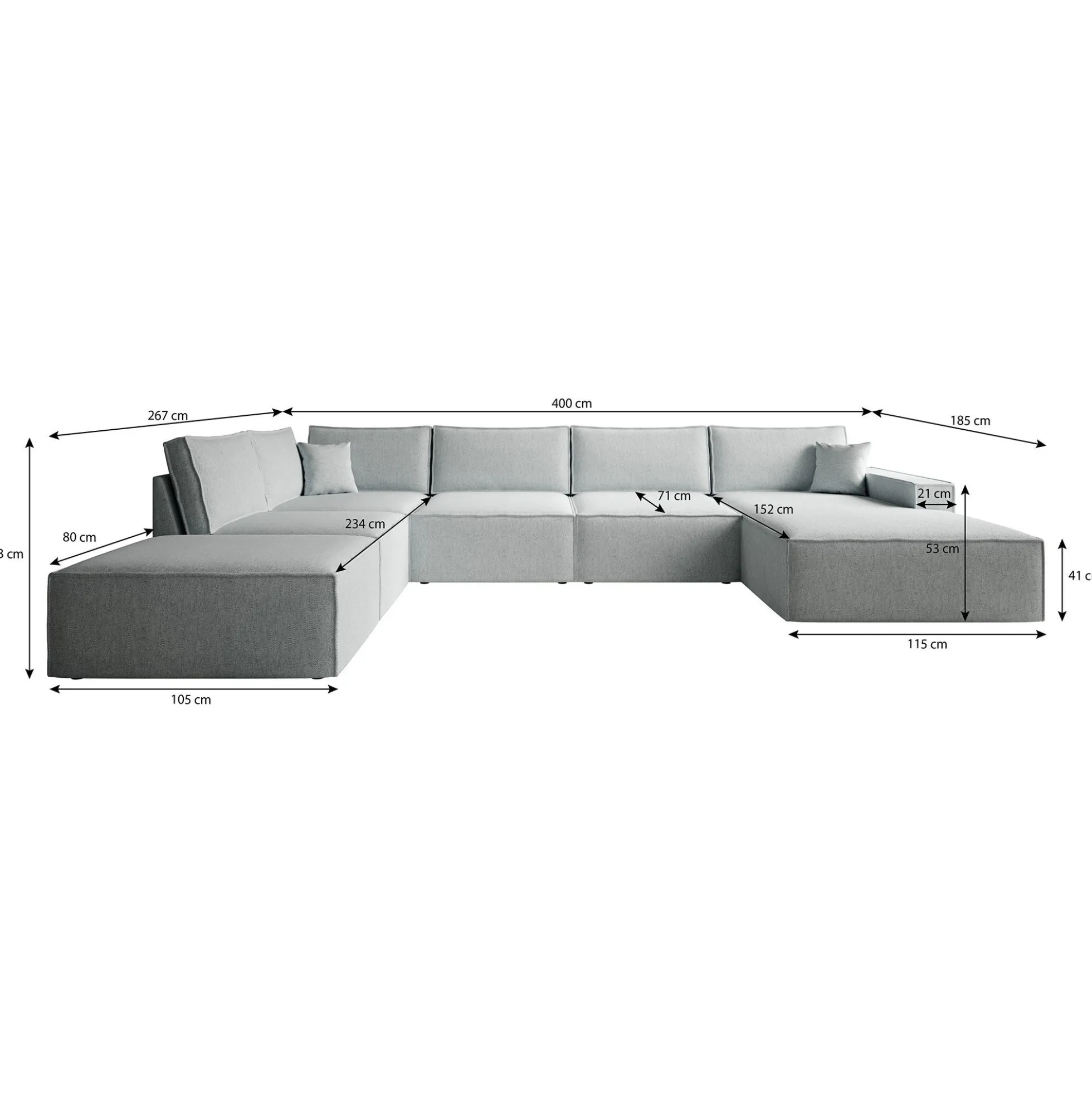 Manolo - Hoekbank 5-zits met chaise longue - Ribstof beige - Rechts