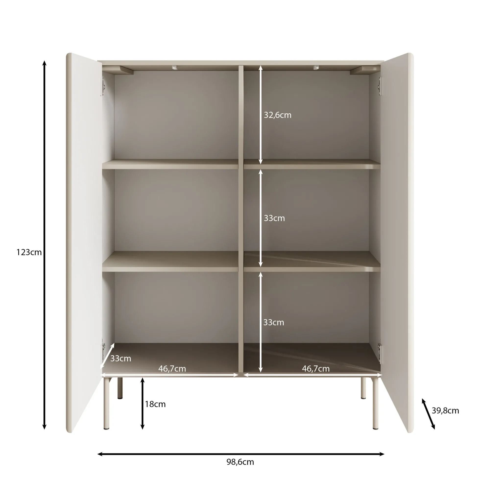 Marajo - Dressoir - Beige - 99x40x123 cm