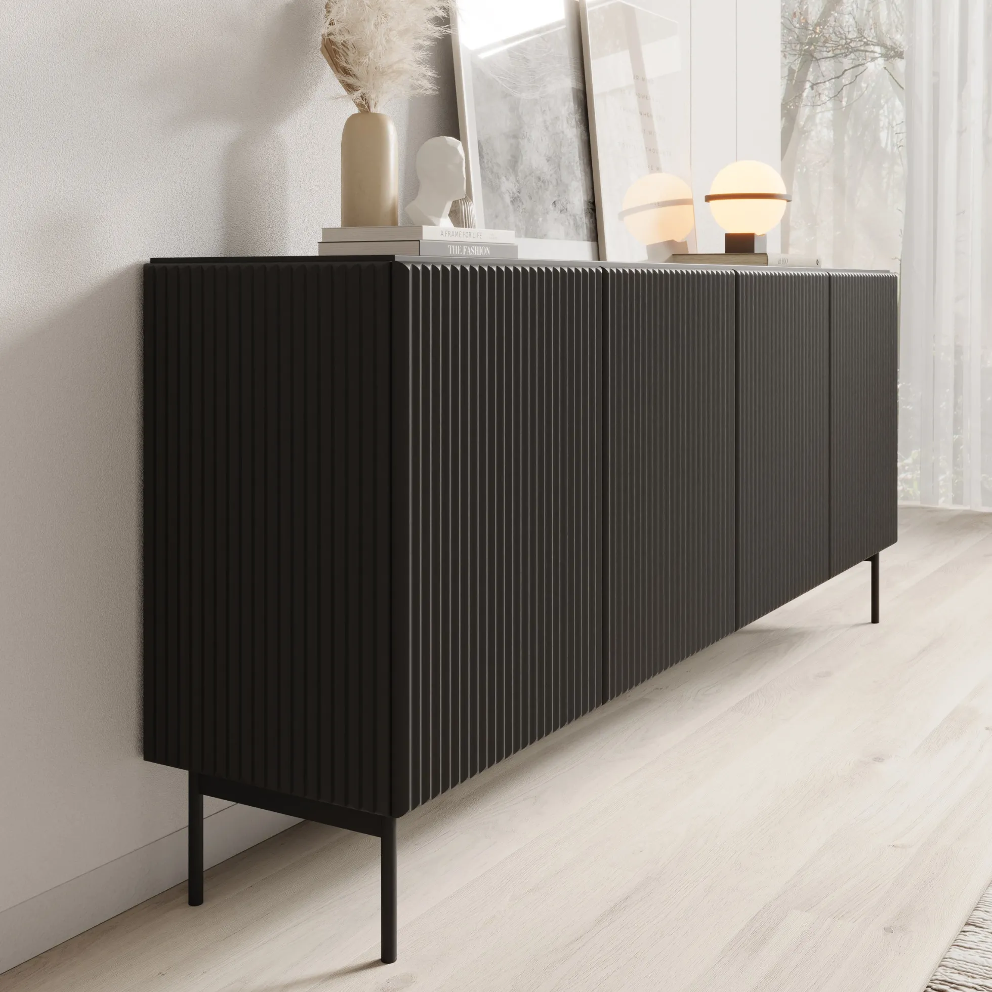 Marajo - Dressoir - Zwart - 195x40x81 cm