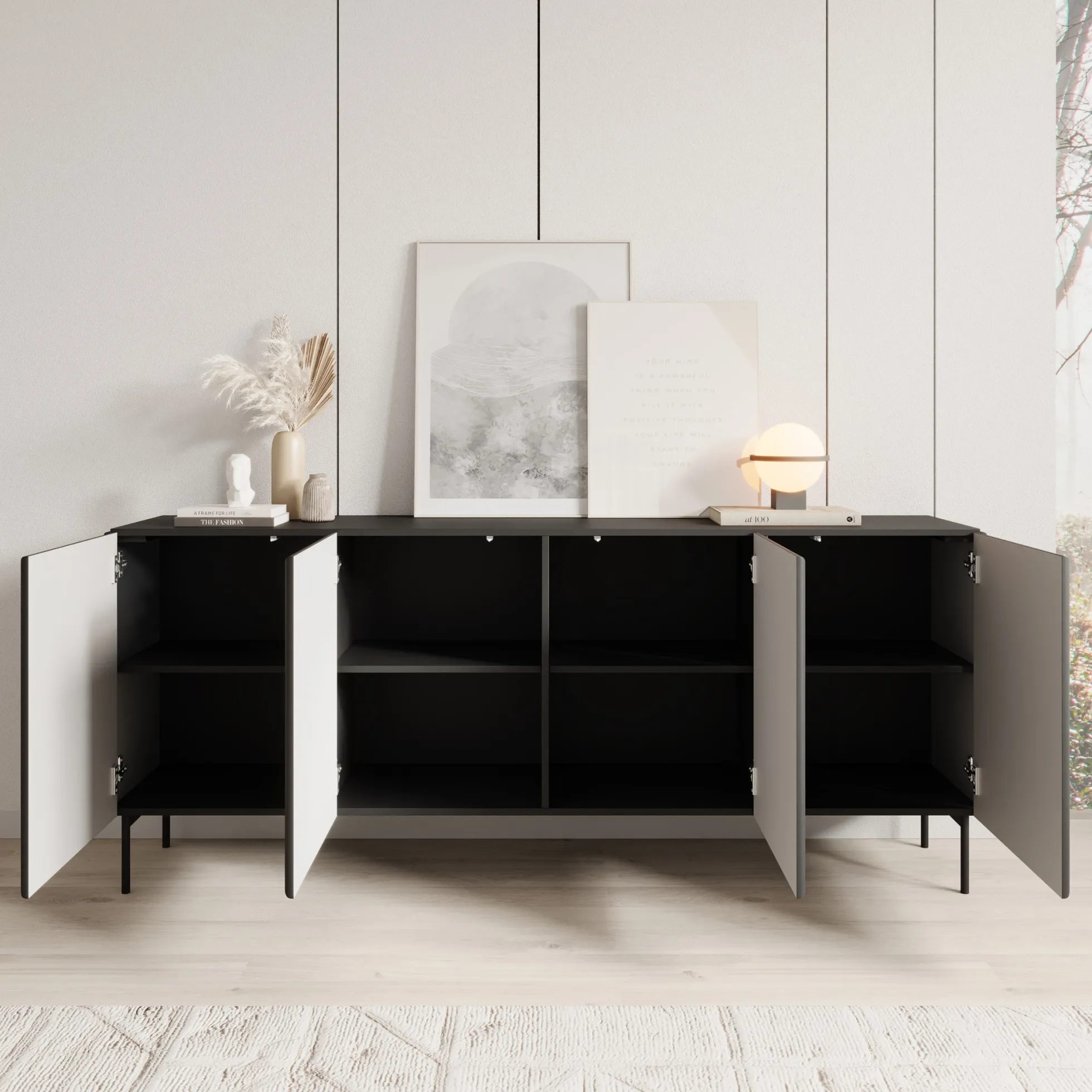 Marajo - Dressoir - Zwart - 195x40x81 cm