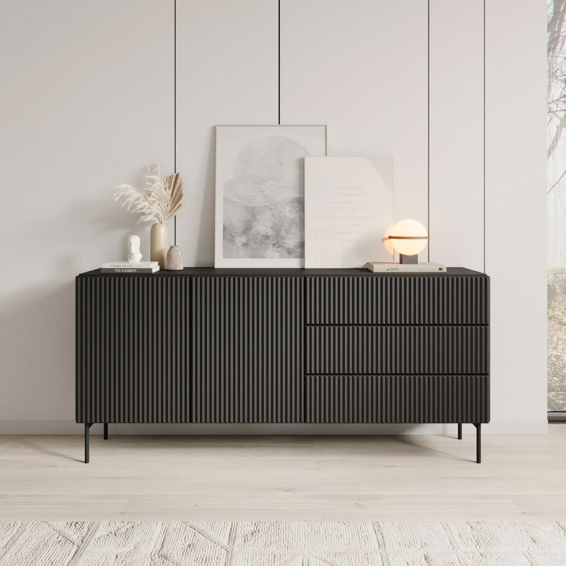 Marajo - Dressoir - Zwart - 177x40x81 cm