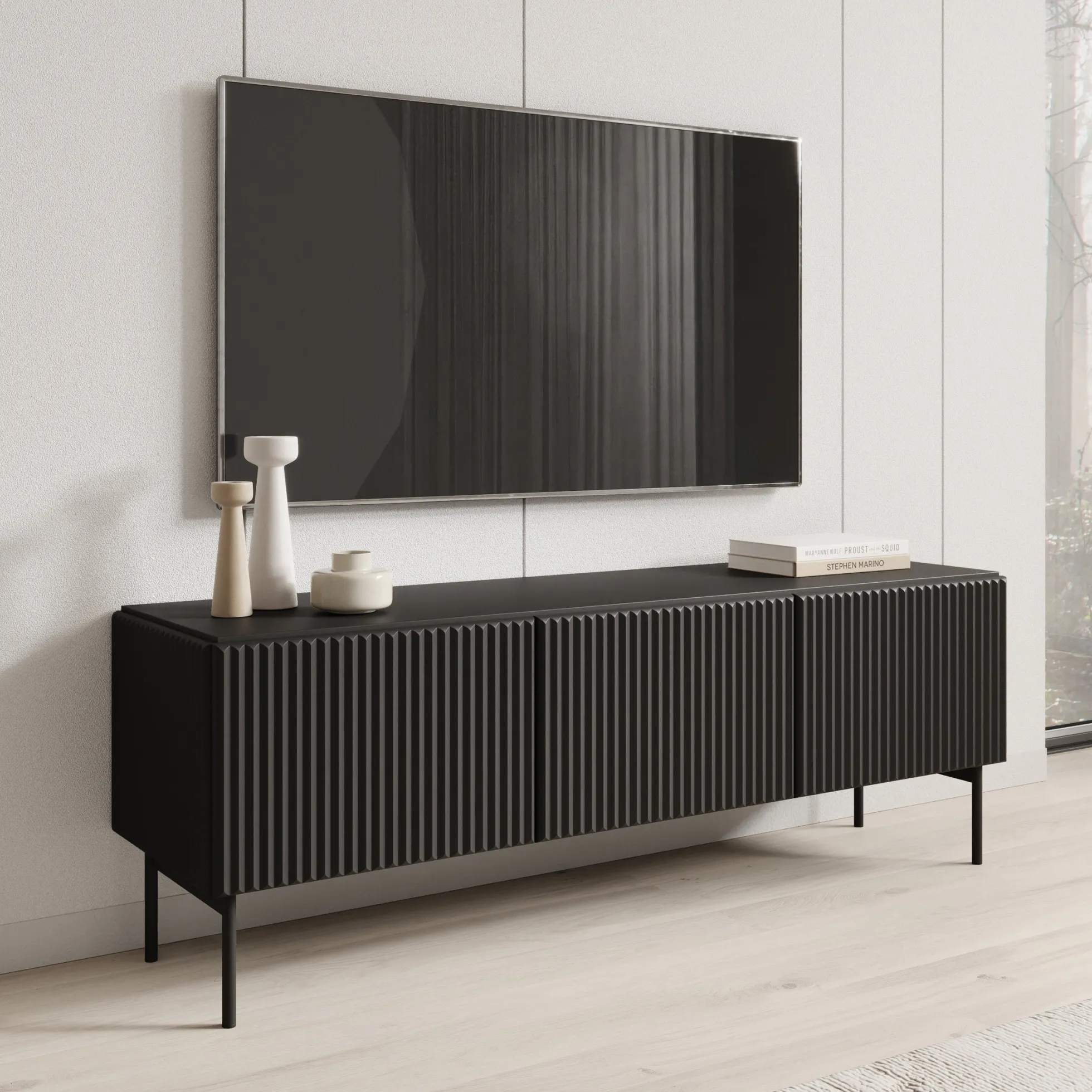 Marajo - TV-Meubel - Zwart - 147x40x51 cm