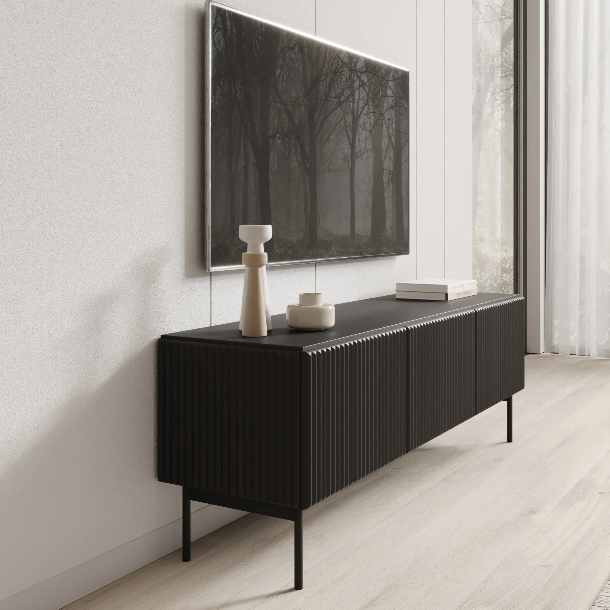 Marajo - TV-Meubel - Zwart - 147x40x51 cm