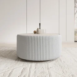 Marano - Salontafel - Fluffy ribstof grijs - 89x89x42 cm