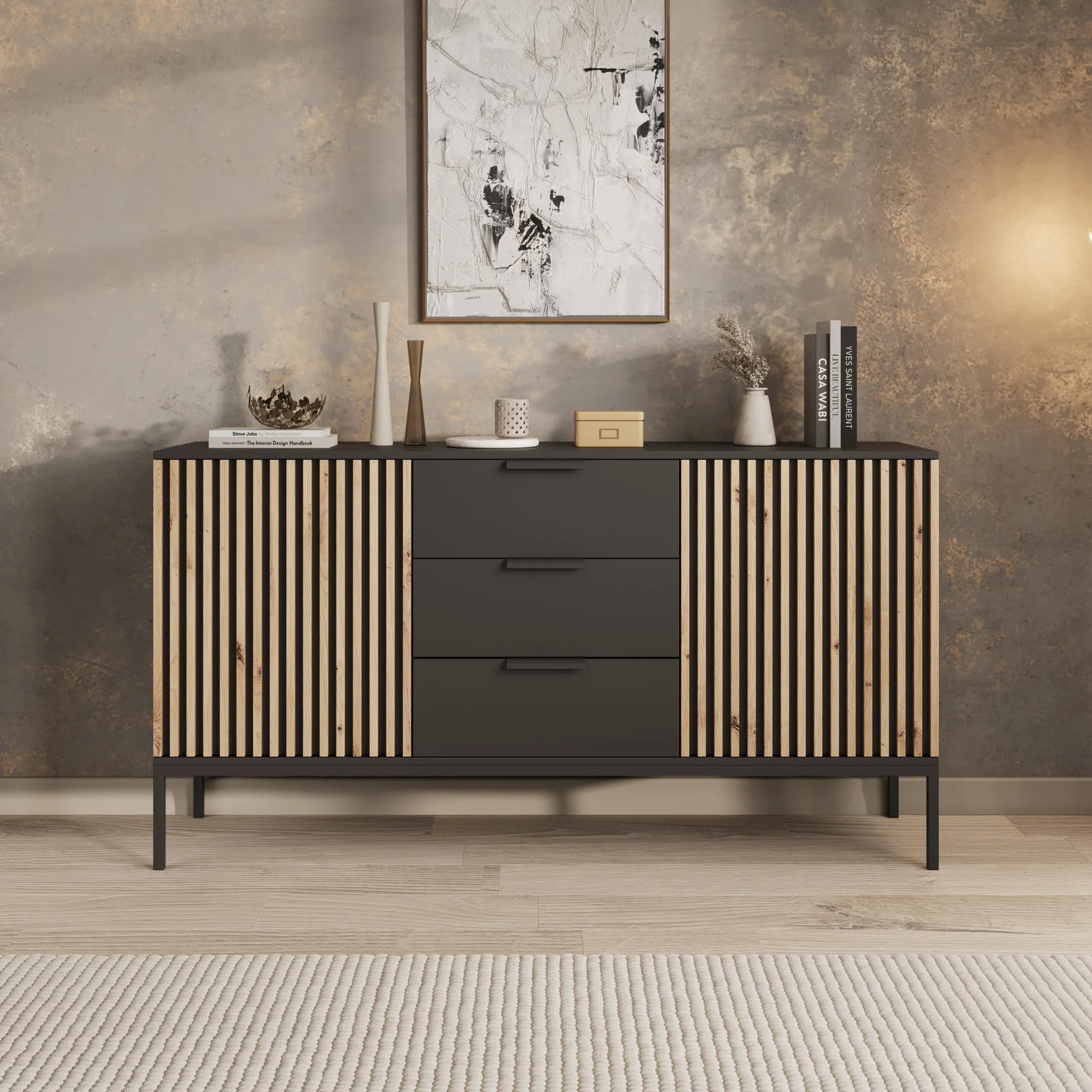 Marbella - Dressoir - Zwart - 150x40x80 cm