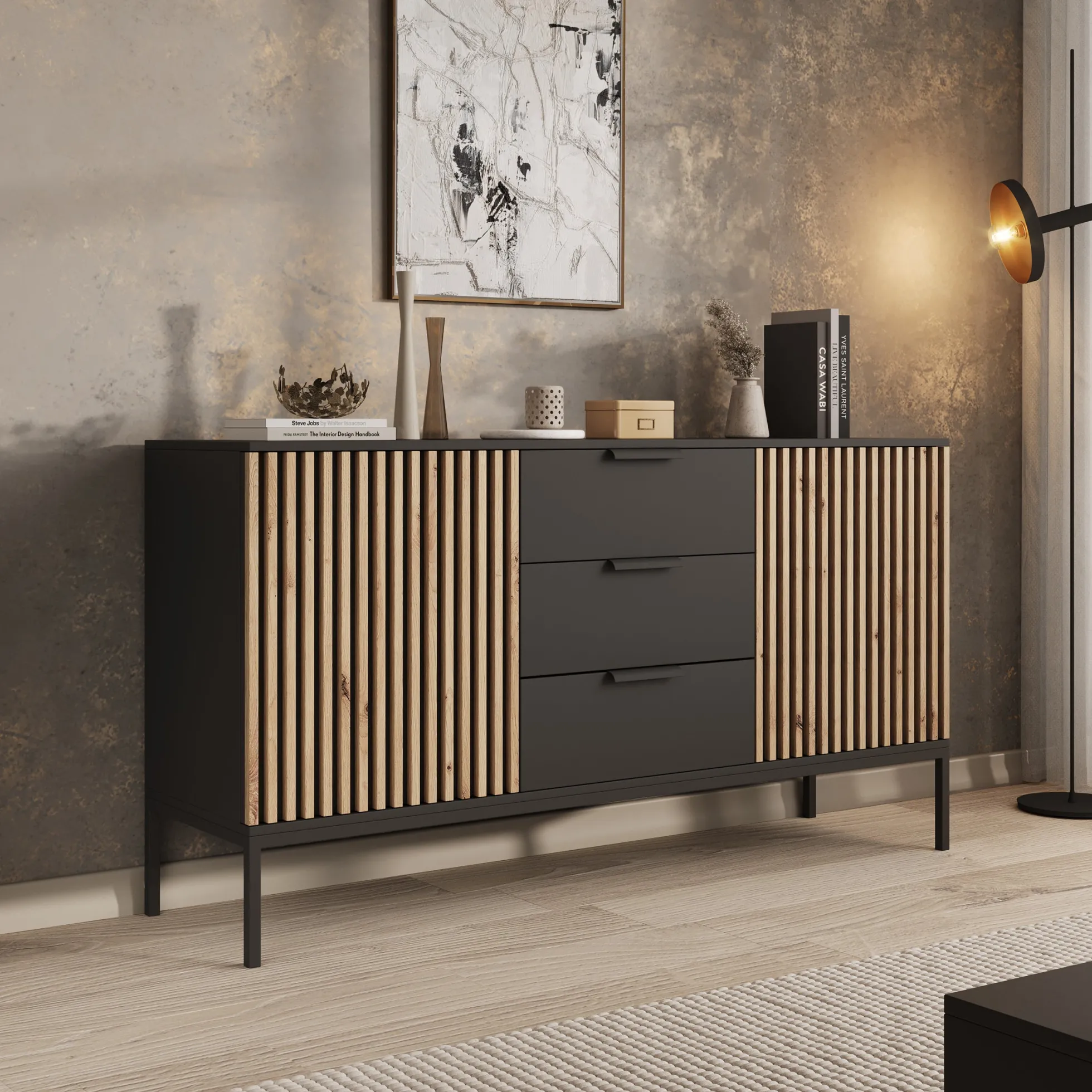 Marbella - Dressoir - Zwart - 150x40x80 cm