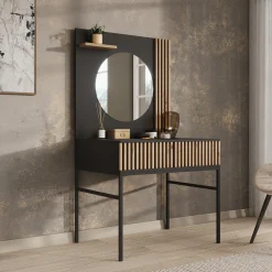 Marbella - Kaptafel met spiegel - Zwart - 85x60x155 cm