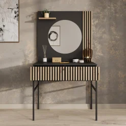 Marbella - Kaptafel met spiegel - Zwart - 85x60x155 cm