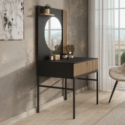 Marbella - Kaptafel met spiegel - Zwart - 85x60x155 cm