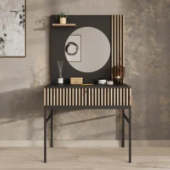 Marbella - Kaptafel met spiegel - Zwart - 85x60x155 cm