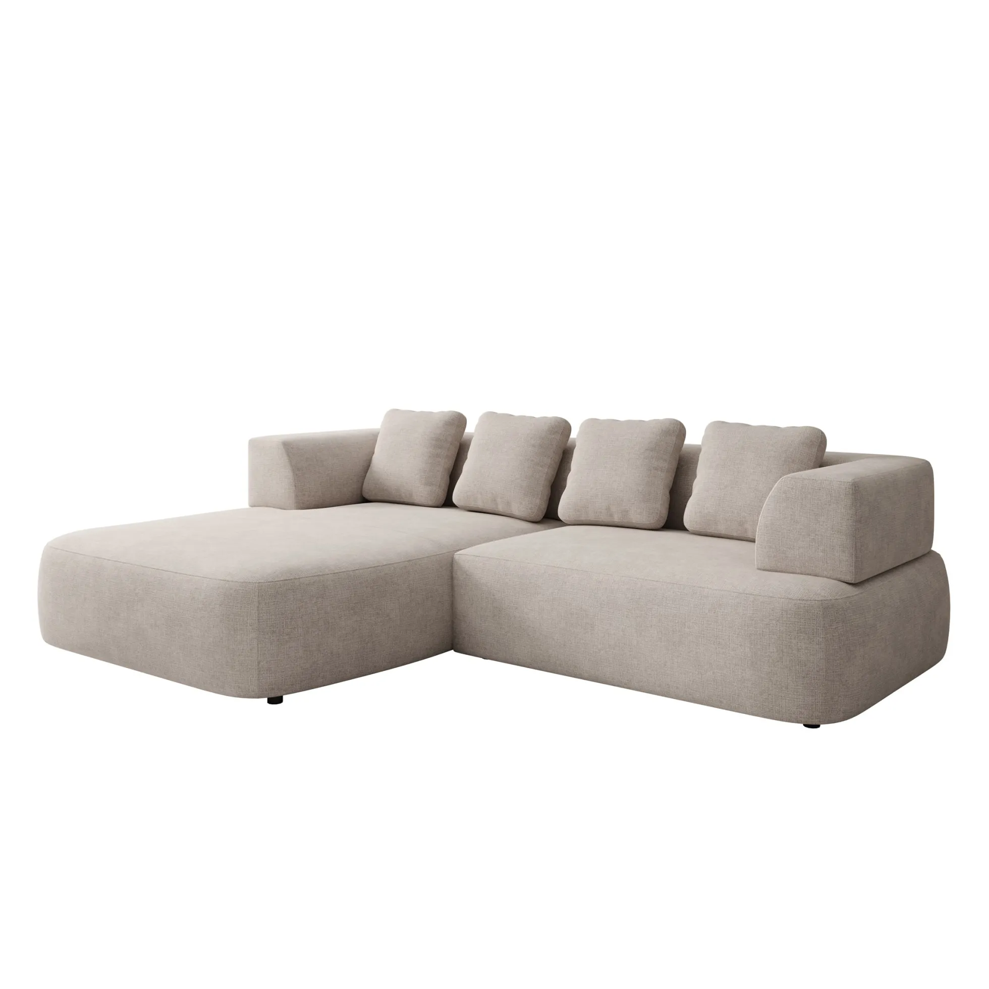 Marcelli - Hoekbank 3-zits met chaise longue - Stof beige - Links
