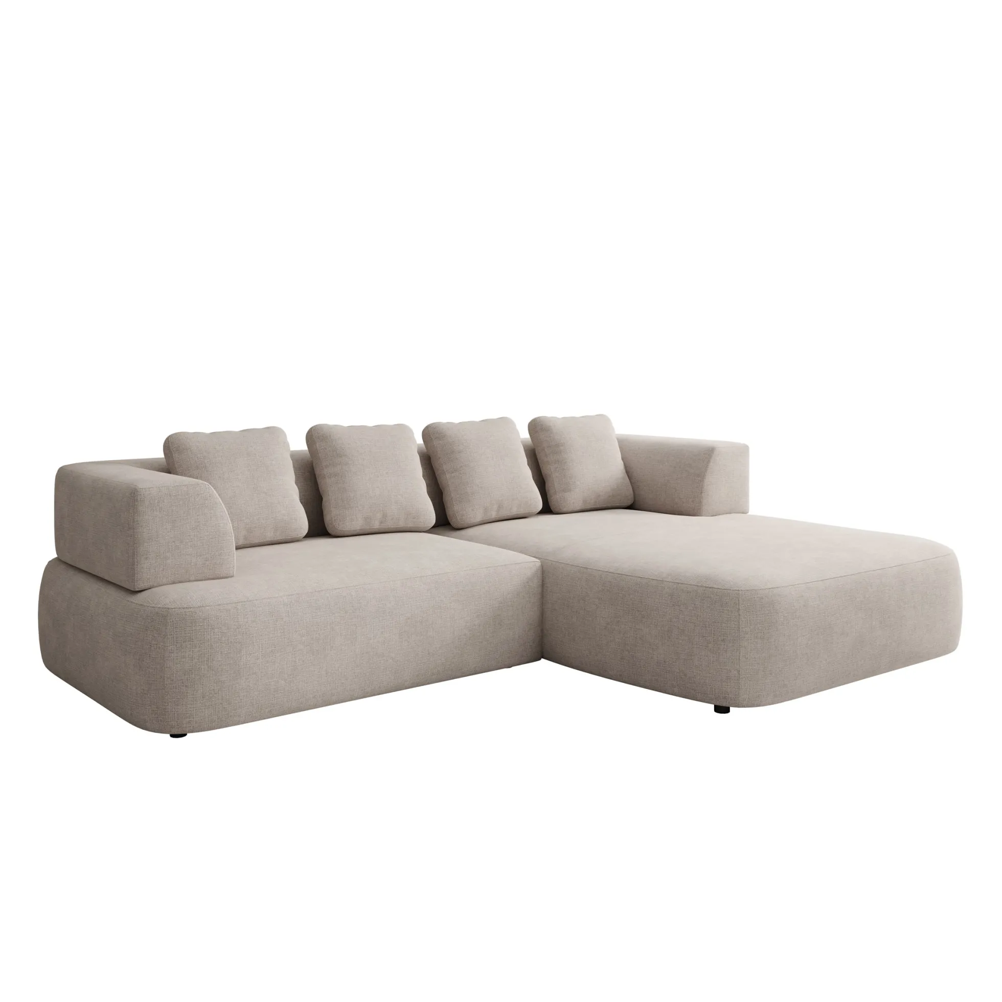 Marcelli - Hoekbank 3-zits met chaise longue - Stof beige - Rechts