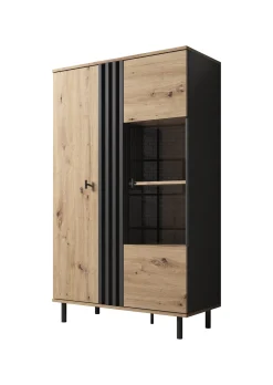 Marcos - Vitrinekast - Eiken/antraciet - 90x40x149 cm
