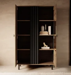 Marcos - Vitrinekast - Eiken/antraciet - 90x40x149 cm