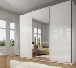 Mariah - Kledingkast met schuifdeuren - Wit - 263x66x224 cm