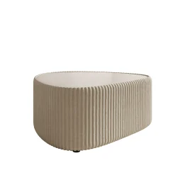 Marlen - Salontafel - Fluffy ribstof beige - 96x89x42 cm