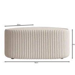Marlen - Salontafel - Fluffy ribstof wit - 96x89x42 cm