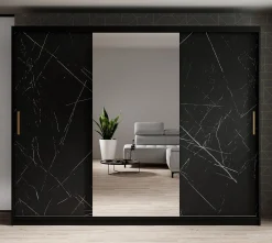 Marmer 2 - Kledinkast met schuifdeuren - Zwart - 250x62x200 cm