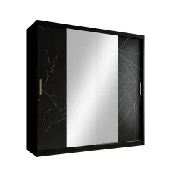 Marmer 2 - Kledinkast met schuifdeuren - Zwart - 200x62x200 cm