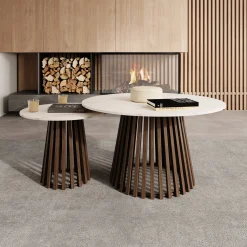 Maroa - Salontafel set van 2 - Walnootpatroon/Marmerlook - 80x45 cm