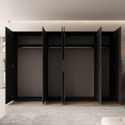 Marquesa - Kledingkast - Zwart - 300x50x202 cm